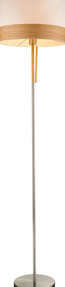 GLOBO Retrofit Stehleuchte CHIPSY beige /Holzdekor