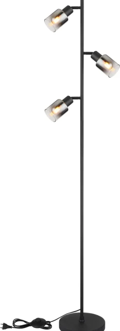 GLOBO Retrofit Stehleuchte HUBERTUS schwarz /rauch