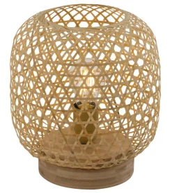 GLOBO Retrofit Tischlampe MIRENA 27 cm Bambus
