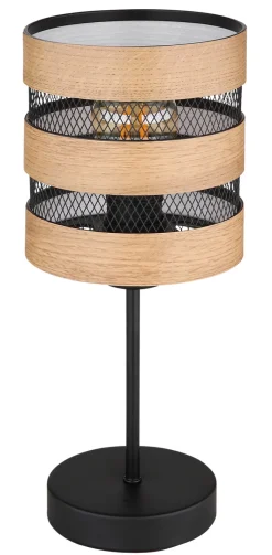 GLOBO Retrofit Tischlampe MOITAS schwarz /naturfarbig