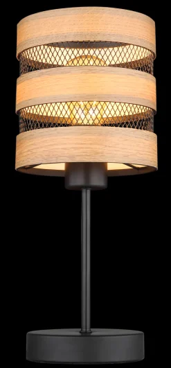 GLOBO Retrofit Tischlampe MOITAS schwarz /naturfarbig