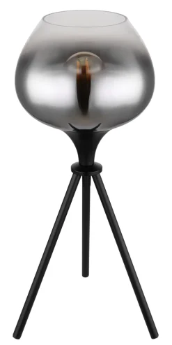 GLOBO Retrofit Tischlampe MAXY 45 cm schwarz /Rauchglas