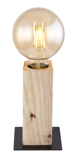 GLOBO Retrofit Tischlampe ADALIE 15 cm schwarz /Holz