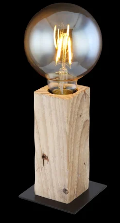 GLOBO Retrofit Tischlampe ADALIE 15 cm schwarz /Holz
