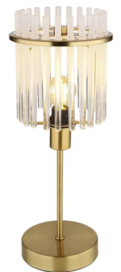 GLOBO Retrofit Tischlampe GORLEY 37 cm goldfarbig /opal