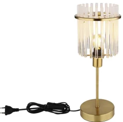 GLOBO Retrofit Tischlampe GORLEY 37 cm goldfarbig /opal