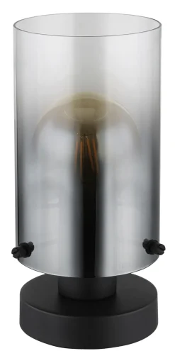 GLOBO Retrofit Tischlampe FLORENTINA 26 cm schwarz /Rauchglas