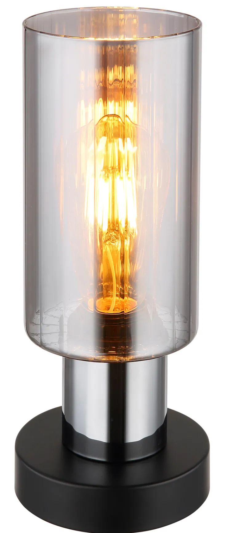 GLOBO Retrofit Tischlampe LIDARIA schwarz /rauchfarbig