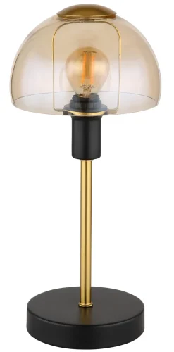 GLOBO Retrofit Tischlampe KOKKINI schwarz-goldfarbig /amber