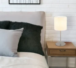 GLOBO Retrofit Tischlampe BENSON 40 cm nickelfarbig /weiß