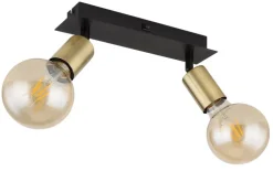 GLOBO Retrofit Wandleuchte mit 2 Spots LILIANA 25 cm schwarz /messingfarbig