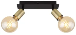 GLOBO Retrofit Wandleuchte mit 2 Spots LILIANA 25 cm schwarz /messingfarbig
