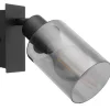 GLOBO Retrofit Wandleuchte HADERA 1 Spot schwarz /Rauchglas