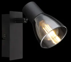 GLOBO Retrofit Wandleuchte mit 1 Spot CLAUDE schwarz /rauchfarbig