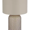 GLOBO Tischlampe SOFIA, Glas/Textil, Höhe 50 cm, E27, Schutzklasse 2, IP20, Beige