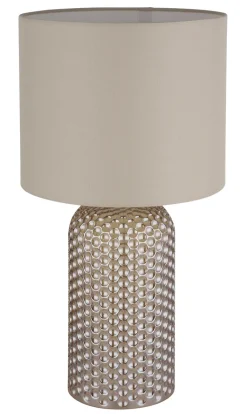 GLOBO Tischlampe SOFIA, Glas/Textil, Höhe 50 cm, E27, Schutzklasse 2, IP20, Beige