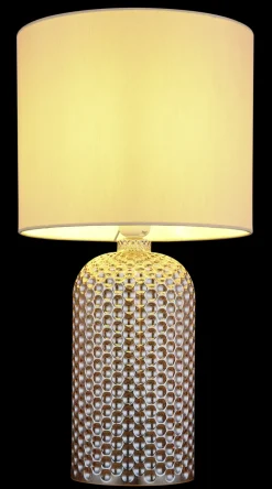 GLOBO Tischlampe SOFIA, Glas/Textil, Höhe 50 cm, E27, Schutzklasse 2, IP20, Beige