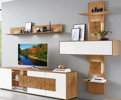 hartmann Wohnwand II CAYA 324 x 223 cm Kerneiche /weiß