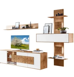 hartmann Wohnwand II CAYA 324 x 223 cm Kerneiche /weiß