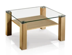 HAUKE HENDRIKS Couchtisch 70 x 70 cm Eiche/ Klarglas