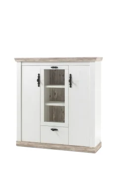 Highboard FLORENZ 140 x 146 cm weiß/braun