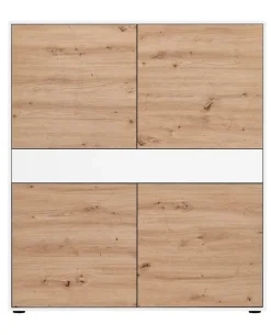 Highboard JOHN 120 x 120 cm Weiß/ Eiche Artisan Oak