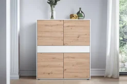 Highboard JOHN 120 x 120 cm Weiß/ Eiche Artisan Oak