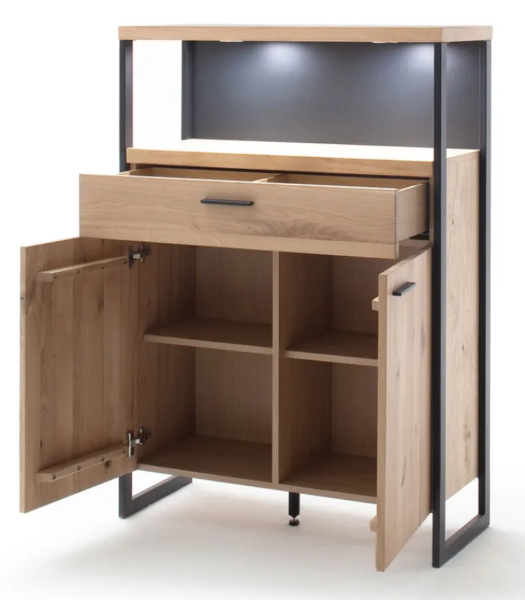 Highboard LANTANA 95 cm Balkeneiche Bianco /anthrazit