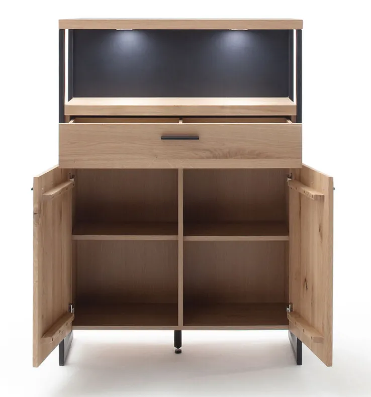 Highboard LANTANA 95 cm Balkeneiche Bianco /anthrazit