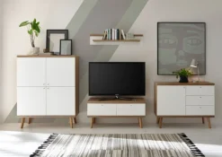 Highboard LENA_MERLE Eiche Riviera NB/ weiß matt