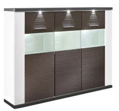 Highboard MANHATTAN 145,1 x 130,6 cm grau/ weiß