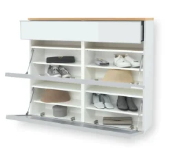 Hängekommode VORTINA 120 x 102 cm Lack weiß/Glas Optiweiß/Abdeckboden Balkeneiche-Dekor