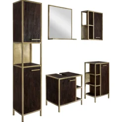 Hängeschrank GOLDEN BATH 52 x 66 cm Braun/ Goldfarbig