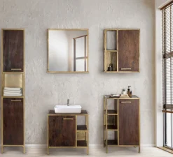 Hängeschrank GOLDEN BATH 52 x 66 cm Braun/ Goldfarbig