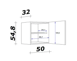 QUARTIER Hängeschrank PETE Grau/Weiß ca. 50 x 54 x 32 cm