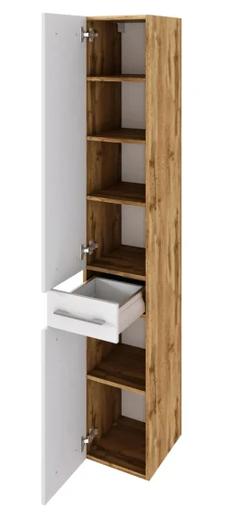 Hochschrank LIVORNO 30 x 180 cm Wotan Eiche/ Weiß matt