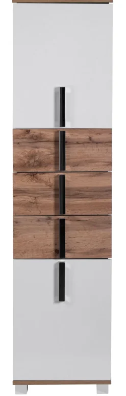 Hochschrank LUCA 40,3 x 163,7 cm weiß/ Eiche Landhaus