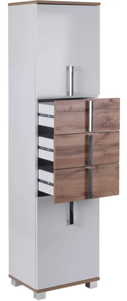 Hochschrank LUCA 40,3 x 163,7 cm weiß/ Eiche Landhaus