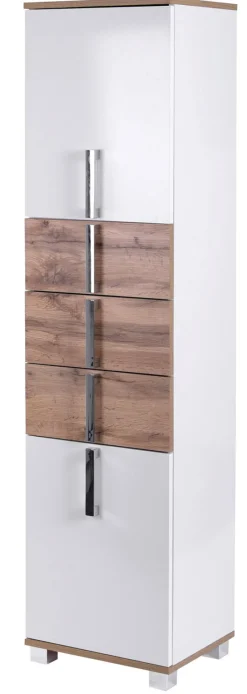 Hochschrank LUCA 40,3 x 163,7 cm weiß/ Eiche Landhaus