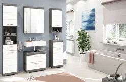 Hochschrank SCOUT 37 x 191 cm grau/ weiß Hochglanz