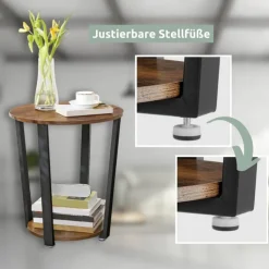 holz4home Beistelltisch 50 x 57 cm Holzdekor Vintagebraun