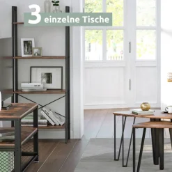 holz4home Beistelltisch 3er-Set Holzdekor Vintagebraun