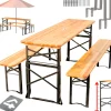 holz4home Bierzeltgarnitur BIERBANK 3-teilig 167 x 50 cm schwarz /naturfarbig