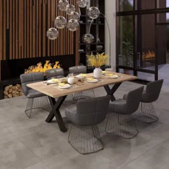 holz4home Esstisch 180 x 85 cm Eiche massiv mit Baumkante