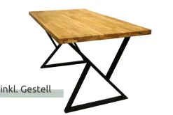 holz4home Esstisch 180 x 100 cm Eiche Massiv/schwarz