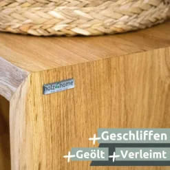 holz4home Massivholzbank 40 x 45 cm Eiche geölt mit Baumkante
