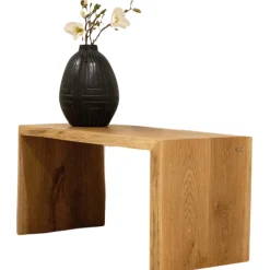 holz4home Massivholzbank 100 x 45 cm Eiche geölt mit Baumkante