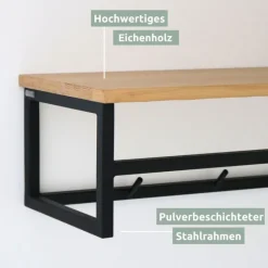 holz4home Wandgarderobe 92 x 22 cm Eiche mit Baumkante
