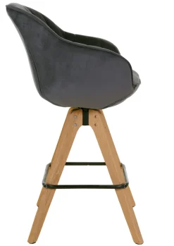 INTERhome Barhocker CHILL anthrazit/Eiche massiv natur