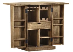 INTERhome Barschrank BARNEY 60-120 x 52 cm Mango Massivholz/schwarz